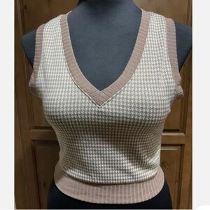 Tan White Checkered Vest Juniors Size XL by Mixed Threads Sleeveless